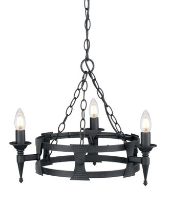 Netlighting Saxon Chandelier 3 Light Black Finish E14