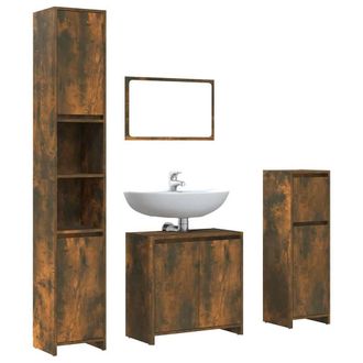 Berkfield Home 4 Piece Bathroom Furniture Set Smoked Oak Engineered Wood in Brown