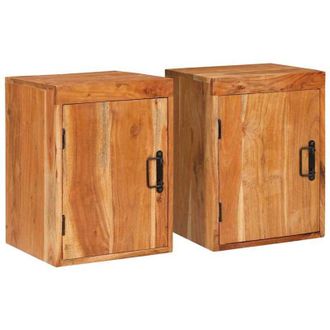vidaXL vidaXL Comodino 2 pcs Marrone 35 x 33 x 48 cm Legno Massello di Acacia
