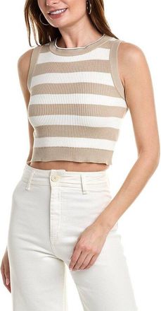 Brunello Cucinelli Beige White Striped Sweater, Size M
