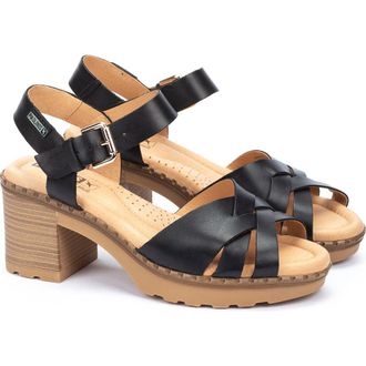Pikolinos Canarias Block Heel Strappy Sandal in Black at Nordstrom, Size 8.5Us