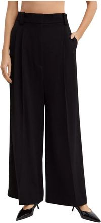 Khaite Simone Pleated Wide Pants - Dames - Wijde Broeken - Zwart - S - Wol - Broeken