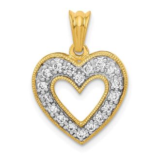 Diamond2Deal 14k Gold Lab Grown Diamond Heart Pendant (0.25ct, VS, G-H)