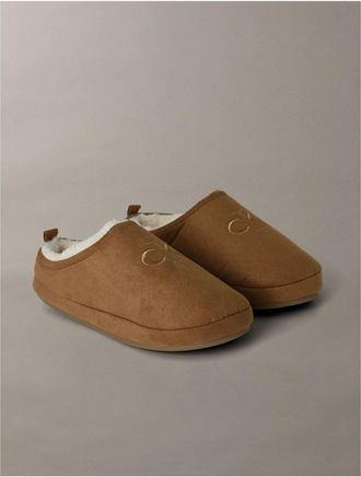 Calvin Klein Womens Womens Monogram Logo Slipper - Brown - 10