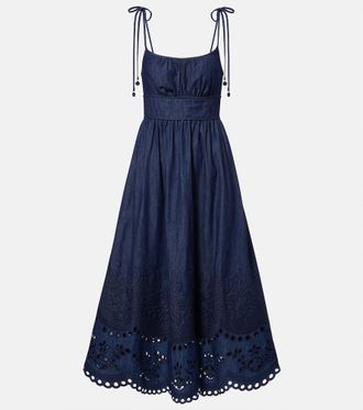 Zimmermann Mahon broderie anglaise denim midi dress
