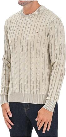 Tommy Hilfiger Truien & Vesten, Heren, Beige, L, Katoen, Maglioncino Girocollo