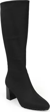 Aerosoles Brynn Block Heel Boot in Black Stretch Crepon at Nordstrom, Size 8.5