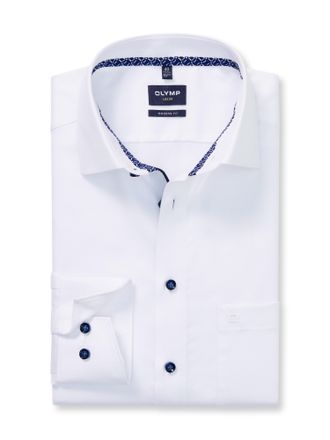 Olymp Businesshemd OLYMP Luxor Modern Fit New-Kentkragen, Herren, Gr. 38, N-Gr, wei&szlig;, Web, Obermaterial: 100% Baumwolle, normal, 2-Knopf-Manschette, Hemden 