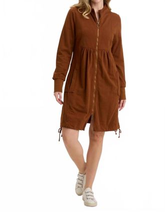 Xcvi Fleece Funnel-Neck Longcoat In Russet Pigment