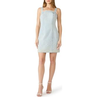 Steve Madden Juliann Pearly Bead Sleeveless Denim Minidress in Sulphur Spring at Nordstrom, Size 10