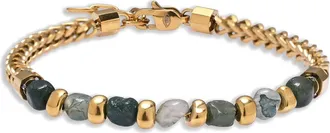 Eye Candy Los Angeles Isaac Agate Beaded Chain Bracelet in Gold/Grey at Nordstrom Rack