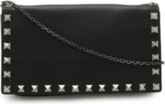 Valentino Pre-owned Clutches, female, Black, Size: ONE SIZE Pre-owned Leather Clutch