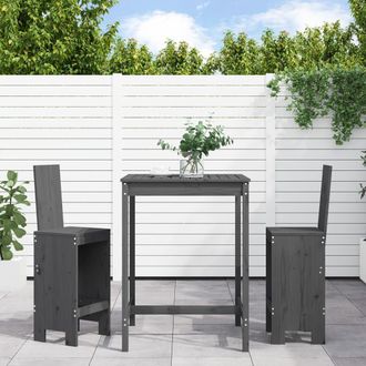 vidaXL Set De Mesa Y Taburetes Altos Jard&iacute;n 3 Piezas Madera Pino Gris Vidaxl