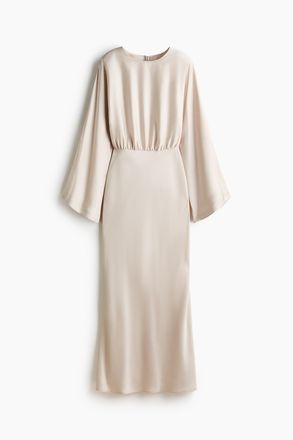 H&M Satinkleid mit Schulterpolstern - Beige
