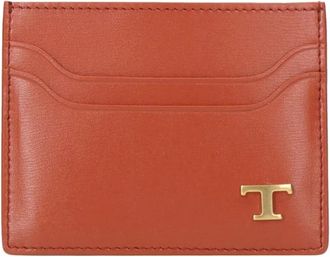 Tod's Leren Kaarthouder Portemonnee - Heren - Portefeuilles - Oranje - ONE Size - Leer - Accessoires