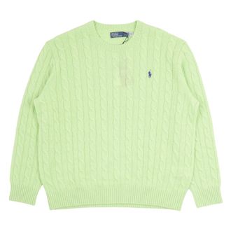 Polo Ralph Lauren Cable Wool-Cashmere Jumper - female - Polo Ralph Lauren - Round-neck Knitwear - Green - L - Knitwear