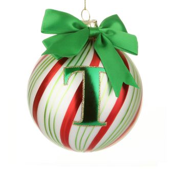 KASANOVA Pallina Natale con lettera T 10 cm Circus verde