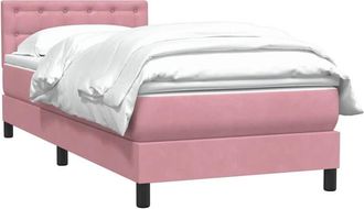 vidaXL Vidaxl - Cama Box Spring Con Colch&oacute;n Terciopelo Rosa 100x220 Cm