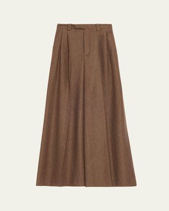 Loro Piana Timon Metallic Pinstriped Wide-Leg Wool-Cashmere Trousers