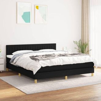 vidaXL Cama Box Spring Con Colch&oacute;n Tela Negro 160x200 Cm Vidaxl