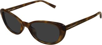 Saint Laurent Smal Rechthoekige Zonnebril - unisex - Zonnebrillen - Bruin - 52 MM - Accessoires