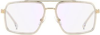 Carrera 58mm Rectangular Optical Glasses in Crystal Gold/Blue Sp at Nordstrom