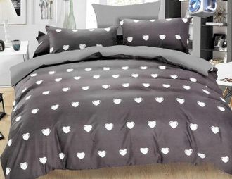 OEM Juego De Cama 160x200 Corazones Amor Gris Elegancia Juego D&iacute;a De San Valent&iacute;n