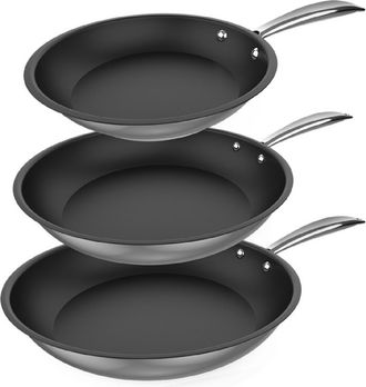 Cecotec Cecotec - Set De Sartenes Polka Classy 20-24-28 Bucket Set Steel Di&aacute;metro 20-24-28 Cm, Acero Inoxidable 18/10, Revestimiento Antiadherente, Mango Rema