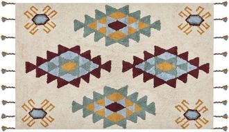 Beliani Rug DUZCE Beige 140 x 200 cm Cotton