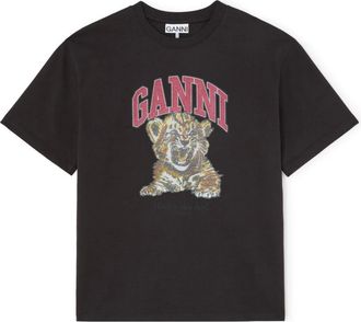 Ganni T-Shirts, female, Black, Size: 2XS T-Shirts