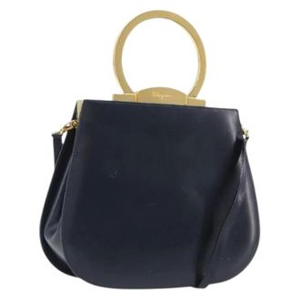 Ferragamo Pre-owned Hand Bag - Dames - Pre-owned - Blauw - Maat: ONE Size Leer