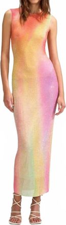 Self Portrait Womens Printed Mesh Rhinestone Midi Dress In Multi