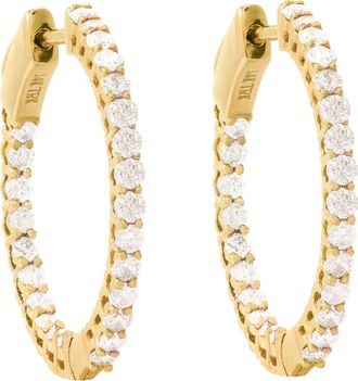 Diana M. Jewels 14K YG 1ct TW In-Out Round Hoops