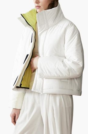 Caalo Reversible Cropped Down Coat in Winter White /Yellow at Nordstrom, Size Xx-Small