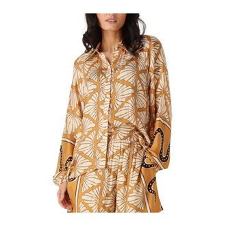 Amaya Amsterdam Overhemden, Dames, Veelkleurig, XS, Linnen, Colet Blouse in okergeel