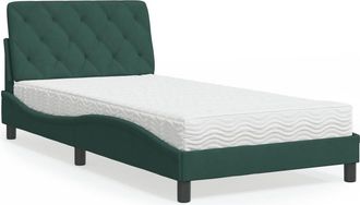 vidaXL Cama Con Colch&oacute;n Terciopelo Verde Oscuro 100x200 Cm Vidaxl