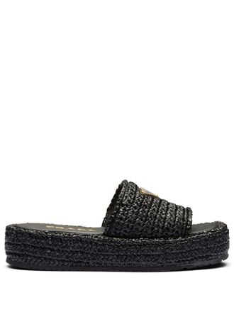 Prada woven flatform sandals - Black