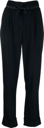 Emporio Armani pleat-straight leg trousers - women - Spandex/Elastane/Cashmere/Wool/Polyester - 42 - Blue