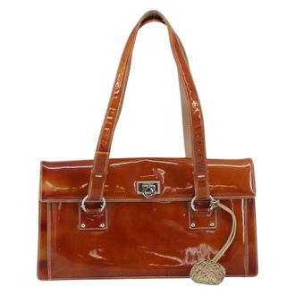 Ferragamo Gancini Handbag Patent Leather Brown Patent_Leather Handbag (Pre-Owned)