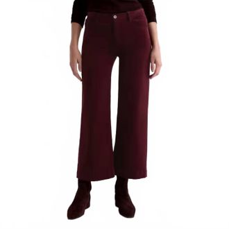 AG - Adriano Goldschmied Saige Wide Leg Corduroy Crop Pants In Winery