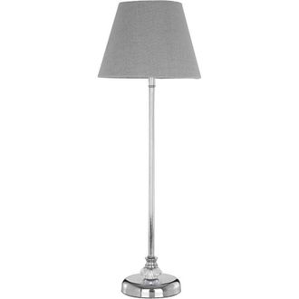 Premier Housewares Desk / Table Lamp for Reading Slim Metal Stand Study Lamp / Lamps for Office with Gray Silk Shade / eu Plug Desk Lamps with