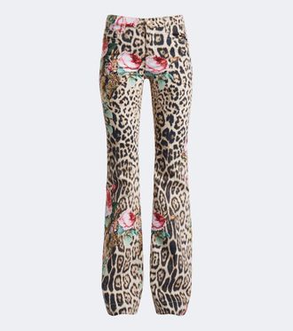 Roberto Cavalli Jeans flared con stampa leopardata e floreale