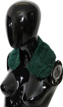 Dolce & Gabbana Green Fur Shoulder Collar Wrap Lambskin Womens Scarf