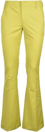 Dondup Lexi Wide Broek - Dames - Wijde Broeken - Geel - W28 - Wol - Broeken