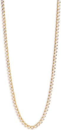 Argento Vivo Cubic Zirconia Bezel Tennis Necklace in Gold at Nordstrom