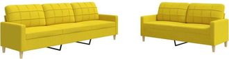 vidaXL Juego De Sof&aacute;s 2 Piezas Tela Amarillo Claro Vidaxl