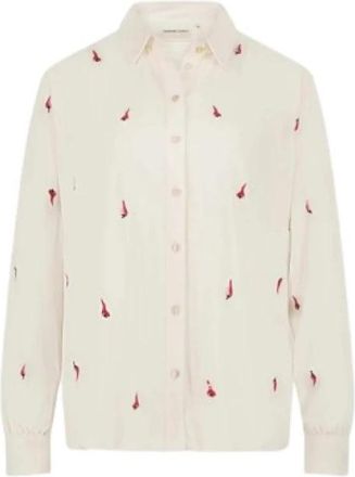 Fab By Fabienne Chapot Geborduurde Viscose Blouse met Pepers - Dames - Overhemden - Wit - XS - Overhemden