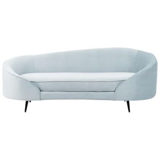 Beliani Beliani - Sof&aacute; 3 Plazas De Terciopelo Azul Claro Dorado Dise&ntilde;o Curvo Patas De Metal Savar
