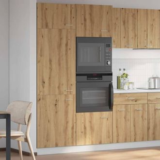 Berkfield Home Refrigerator Cabinet Lyon Artisan Oak 60x57x207 cm Engineered Wood in Brown | Size: 60 x 57 x 207 cm