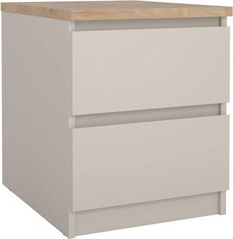 Dmora Dmora - Mesita De Noche Patrica, C&oacute;moda Baja Con 2 Cajones, Mesita De Noche Elegante Y Funcional, 40x50 H50 Cm, Beige